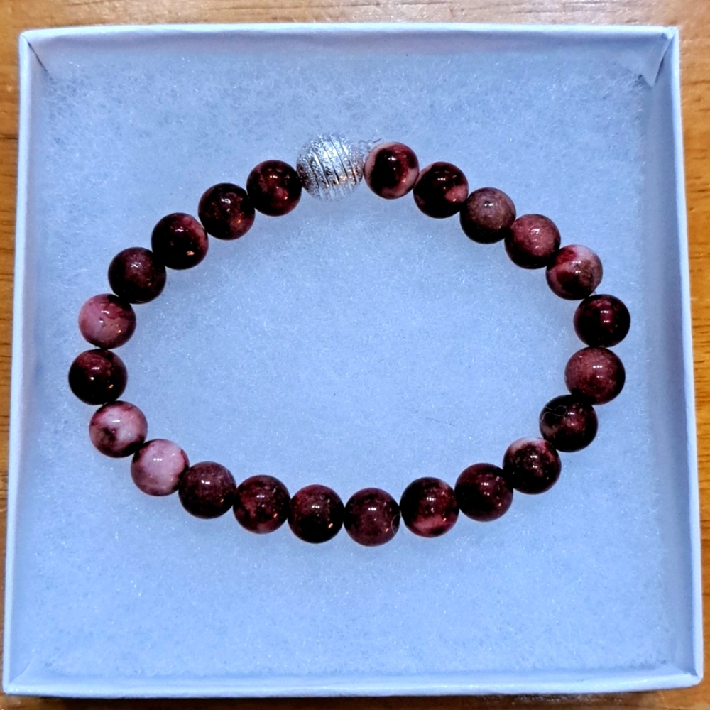 Burgundy & Red Jade Stone Bracelet